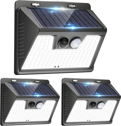 Miniatura 40 de Peasur Luces Solares para Exteriores con Sensor de Movimiento, 140 LED Luz Solar Alimentada por Energía Solar para Cerca Impermeable, 3 Modos