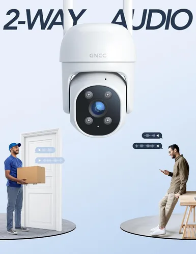 Miniatura 6 de Cámara de seguridad para exteriores GNCC 1080P, 360 PTZ 2.4GHz WiFi Plug-in Cam (paquete de 1) Color Night Vision, Motion Detection and Siren