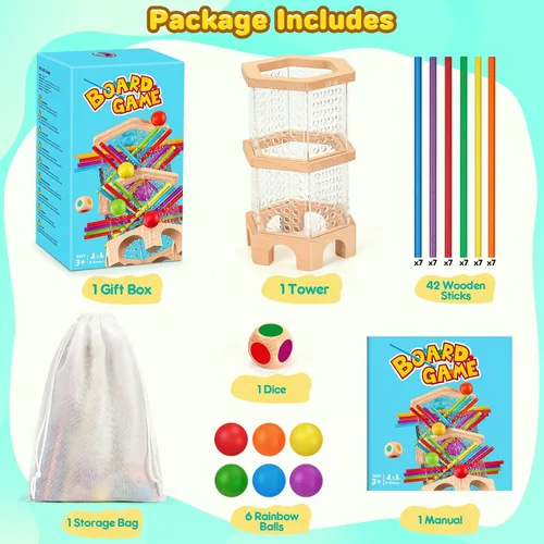 Miniatura 7 de Juego de mesa de madera Montessori, 42 dados de palos coloridos para niños de 3, 4, 5, 6 años, juguetes matemáticos educativos para habilidades