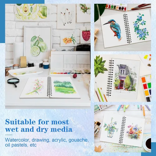 Miniatura 3 de Paquete de 3 blocs de papel de acuarela de 90 hojas de 5.5 x 8.5 pulgadas, 140 libras/300 GSM, de algodón de prensa en frío, cuaderno de bocetos