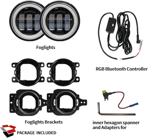 Miniatura 5 de Luz antiniebla de 4 pulgadas para Wrangler JL Gladiator Sport Luces antiniebla con halos RGBW Compatible con 2018-2023+ Wrangler JL JLU Unlimited