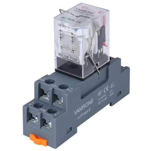Miniatura 13 de Relé de potencia electromagnética, bobina de relé de CA de 8 pines de 10 amperios 110 V/120 V con base de enchufe, indicador LED, DPDT 2NO 2NC - 9