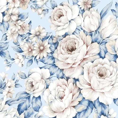FunStick Papel tapiz floral azul para despegar y pegar, papel tapiz vintage con peonías florales, autoadhesivo, papel de contacto floral extraíble,