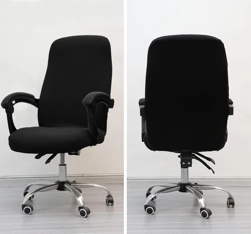 Miniatura 4 de Melaluxe - Funda elástica de jacquard para silla de oficina, funda extraíble y lavable para escritorio, funda giratoria para asiento de silla, Negro