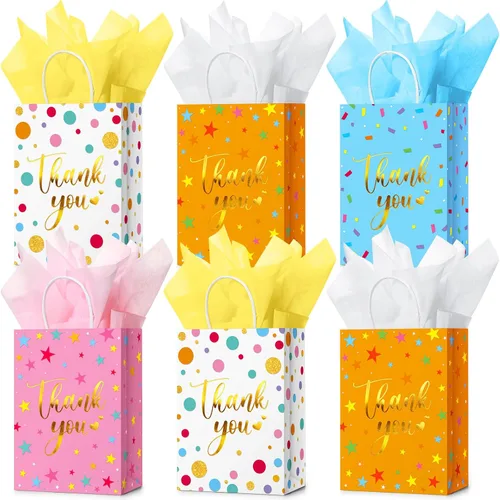 Miniatura 28 de Tinlade 30 bolsas de regalo de agradecimiento con papel de seda dorado con asa para graduación, negocios, compras, boda, ducha, regalos de fiesta