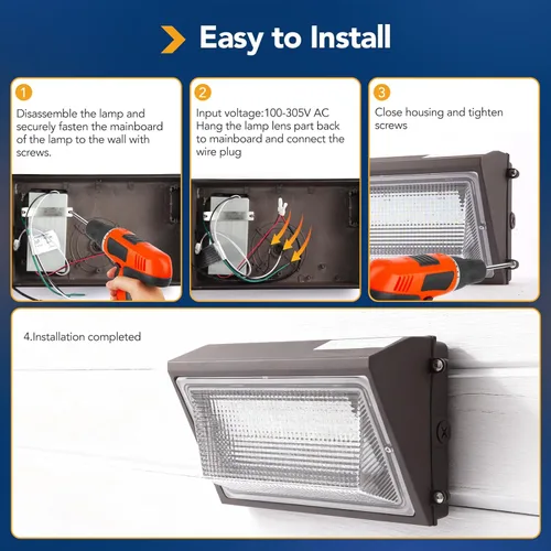 Miniatura 8 de Paquete de pared LED de 100 W, del anochecer al amanecer, 13000 lúmenes, 5000 K, iluminación de seguridad comercial de luz diurna, equivalente a