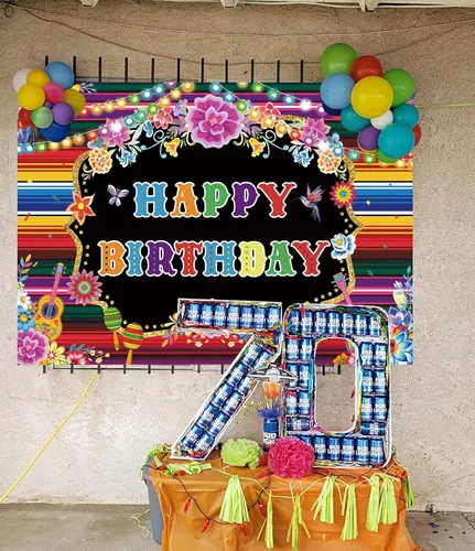 Miniatura 4 de Telón de fondo de cumpleaños mexicano para fotografía, fiesta temática, fiesta de cumpleaños, suministros de decoración, fondo de cabina de fotos