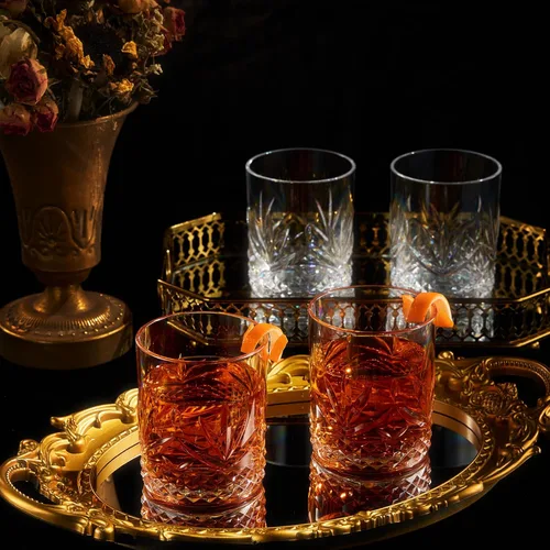 Miniatura 4 de Vasos irrompibles de plástico Tritan para cóctel, whisky, agua y vino Juego de 4 vasos Rocas reutilizables a la antigua, colores acrílicos Claro