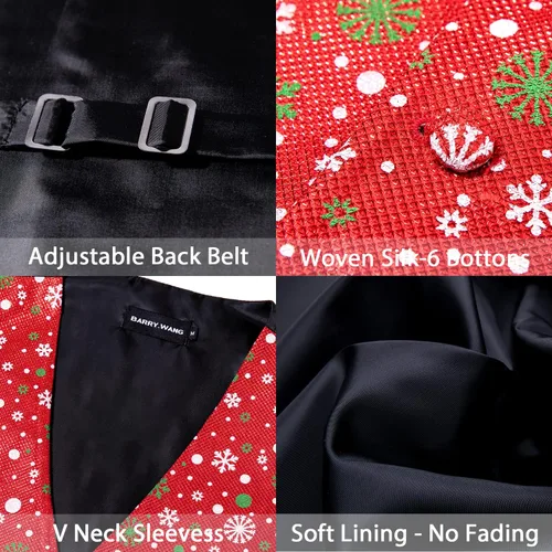 Miniatura 7 de Barry.Wang Chaleco de traje de Navidad para hombre, chaleco de Navidad, corbatacorbatín, esmoquin para fiesta