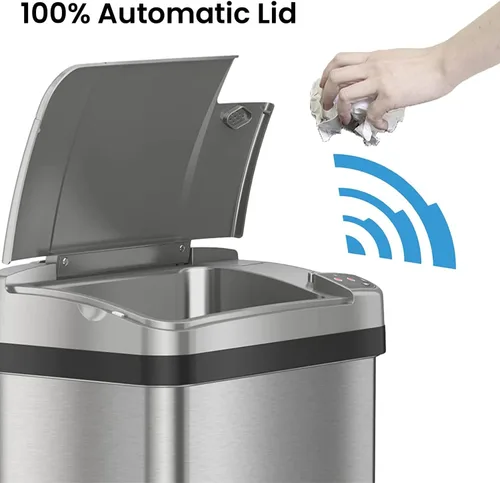 Miniatura 2 de iTouchless Cubo de basura con sensor de 2.5 galones con filtro de olor AbsorbX y ambientador, cubo de basura blanco perla para baño, dormitorio