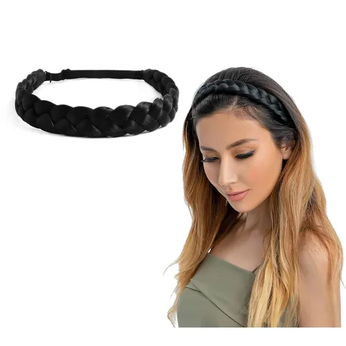 Miniatura 18 de Diadema trenzada para mujer, 3 hebras, sintéticas, trenzadas, diademas elásticas para el cabello, accesorios para el cabello a la moda