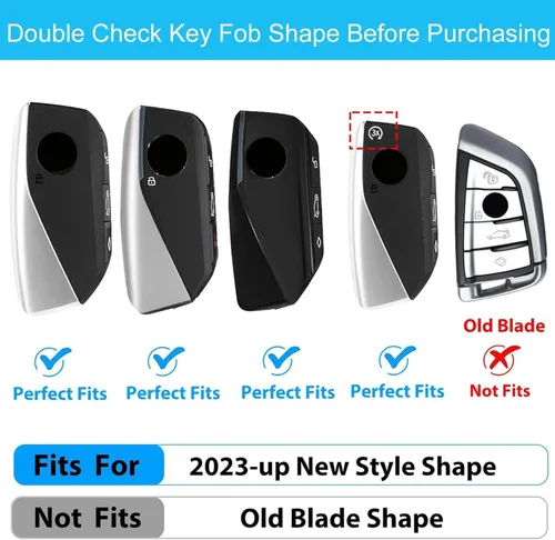Miniatura 2 de OLLEN Funda para llavero de cuero genuino sin tornillos para BMW 2023-2025 ~ en adelante, Nueva serie 5/7, 740i, 760i, X1, X2, X3, X5, X6, X7, XM