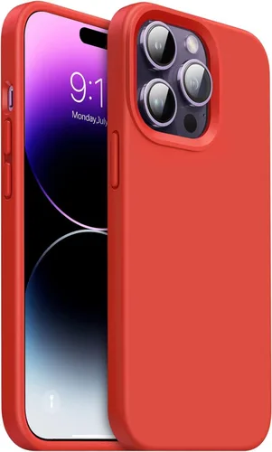 Funda diseñada para iPhone 14 Pro Max, funda protectora de silicona líquida a prueba de golpes con forro de microfibra suave antiarañazos, ultra