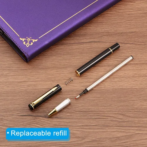 Miniatura 4 de PATIKIL Bolígrafo de metal de 5.315 in, paquete de 6 bolígrafos de gel de tinta negra de punta media de 0.039 pulgadas (0.039 in), bolígrafos