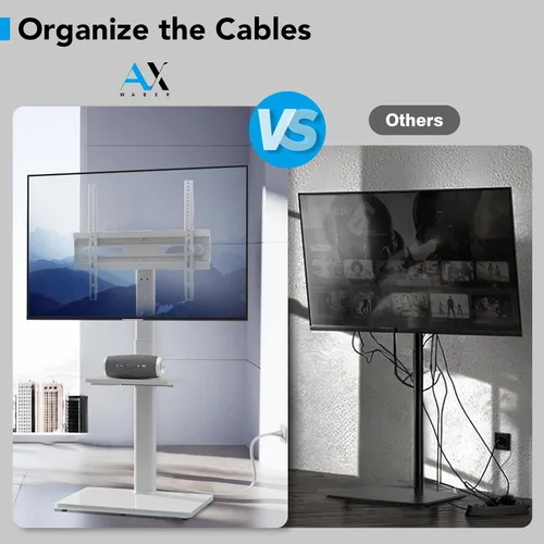 Miniatura 5 de AX WABER - Soporte de TV para piso con toma de corriente y estante, soporte universal para TV de 27 a 65 pulgadas hasta 88 libras, giro de 70
