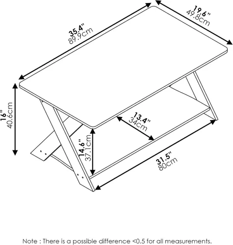 Miniatura 3 de Furinno – Mesa de café moderna y simplista, mesa de café rectangular moderna con patas en X, mesa auxiliar entrelazada, para sala de estar, Pino