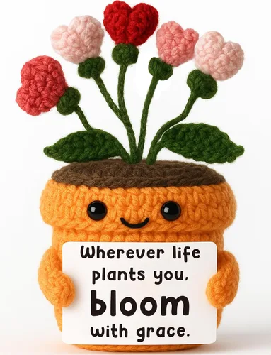Miniatura 10 de MAMAGIFTREE Planta en maceta de ganchillo a mano con tarjeta I Love You More – Divertido ramo de corazón romántico, regalo eterno hecho a mano