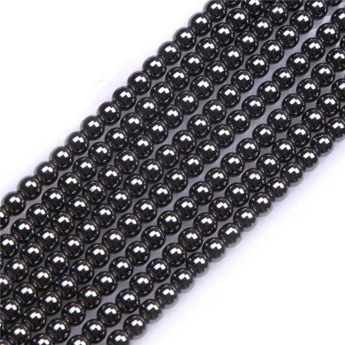 Miniatura 36 de GEM-Inside - Cuentas sueltas de hematita negra natural no magnética de 0.079 pulgadas, cuentas redondas de energía para fabricación de joyas, 15