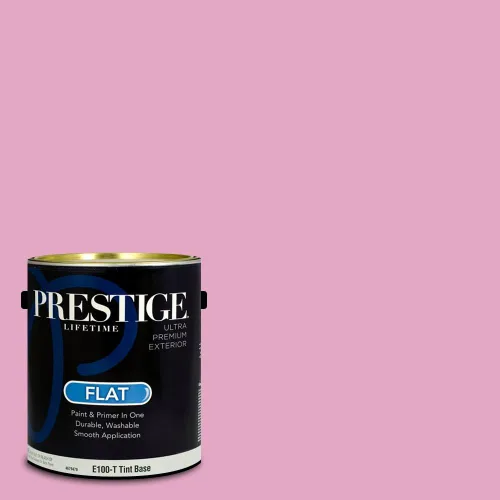 Miniatura 204 de Prestige Paints E100-T-SW6591 Pintura exterior e imprimación en uno, 1 galón, plano, combinación comparable de Sherwin Williams Amaryllis, 1 galón