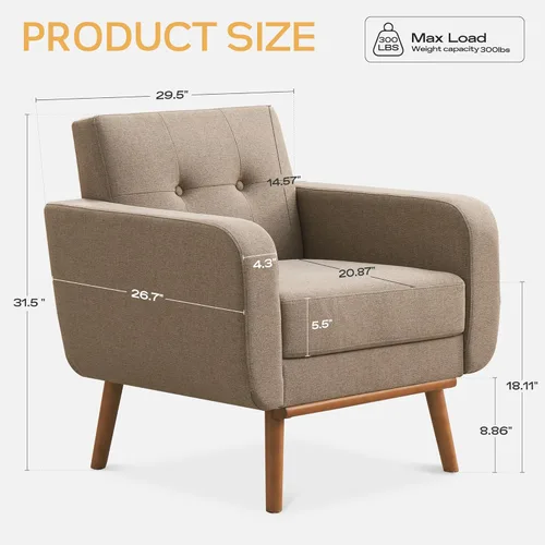 Miniatura 3 de HUIMO - Juego de muebles para sala de estar con botones, juego de muebles tapizados con botones para sala de estar, sofá moderno tapizado con marco