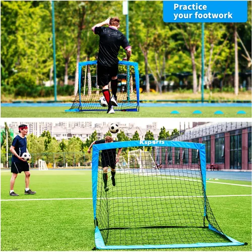 Miniatura 3 de Ksports Portería de fútbol portátil Red de fútbol para entrenamiento de patio trasero Incluye pelota de fútbol, bomba, 8 conos de entrenamiento