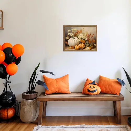 Miniatura 2 de Lienzo decorativo enmarcado de calabaza para sala de estar