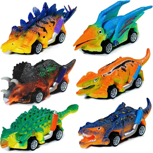 Juguetes de dinosaurio, 6 piezas de juguetes de dinosaurio para niños de 3 a 5 años, juguetes para niños de 3, 4, 5 años en adelante, autos de