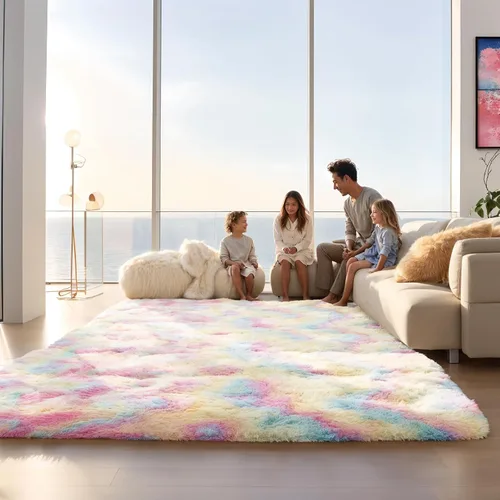 Miniatura 95 de Alfombras circulares súper suaves para niñas, castillo de princesa, tienda de campaña de 5 diámetros, alfombras circulares de área para dormitorio