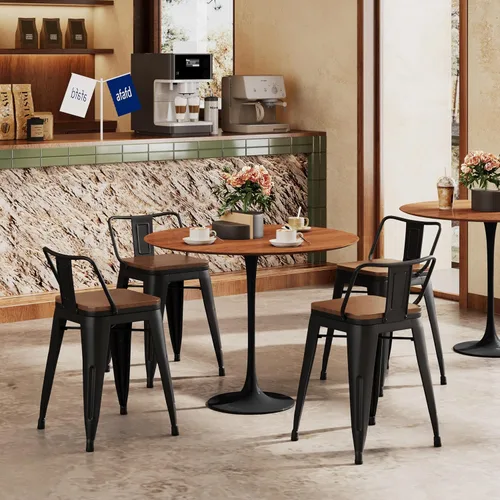 Miniatura 8 de Changjie Furniture - Juego de 4 sillas altas de metal con diseño industrial para barra de cocina o bar con respaldo bajo, Metal, Negro, 18 pulgadas