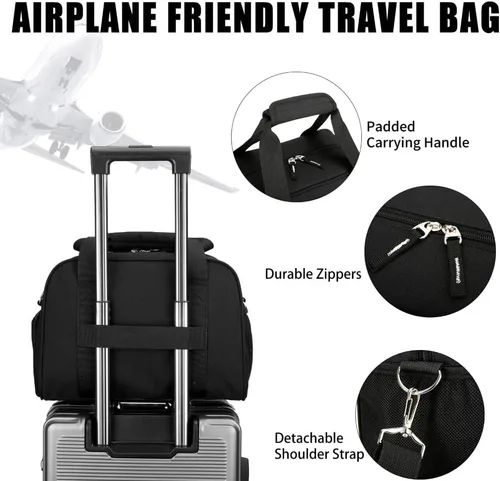 Miniatura 5 de SeaRock Bolsa de gimnasio pequeña de 14 pulgadas para mujeres y hombres, mini bolsa de lona para fines de semana y noche con compartimento