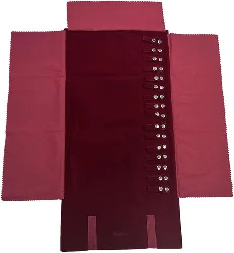 Miniatura 7 de UnionPlus Estuche de joyería de viaje, organizador de bolsas para collares, pulseras, color borgoña