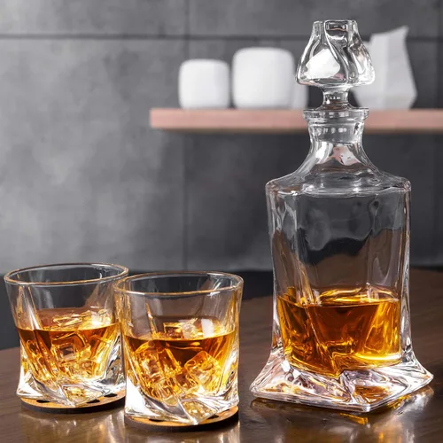 Miniatura 6 de KANARS Juego de decantador de whisky, decantador de licor de cristal de alta calidad con 6 vasos antiguos para cóctel, whisky escocés, whisky