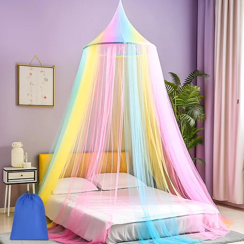 Sublaga Mosquitera para cama, toldo de cama blanco grande para niñas, red de cama colgante, ideal para decoración de dormitorio, viajes con bolsa de