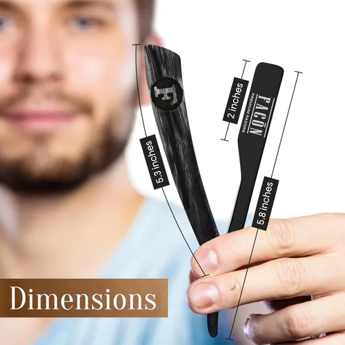 Miniatura 7 de Facón Navajas rectas para hombres - Kit de navaja de barbero profesional de borde recto con 100 cuchillas, afeitadora de acero inoxidable de madera