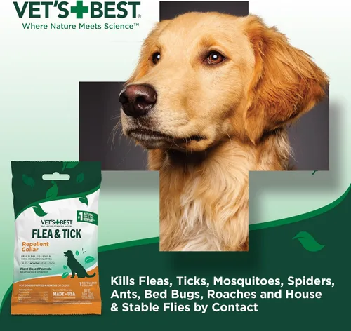 Miniatura 8 de Vet's Best Collar natural para pulgas y garrapatas para perros, collar repelente natural con ingredientes a base de plantas, prevención