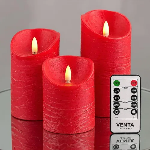 Miniatura 13 de VENTA Juego de 3 velas de pilar de marfil cálido Velas de cera real operadas por baterías con llama parpadeante Decoración atemporal para todo