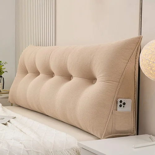 Miniatura 10 de Cojín triangular grande para cabecero de lectura, almohada para reposo en cama, respaldo triangular, respaldo de forro polar, soporte de Gris