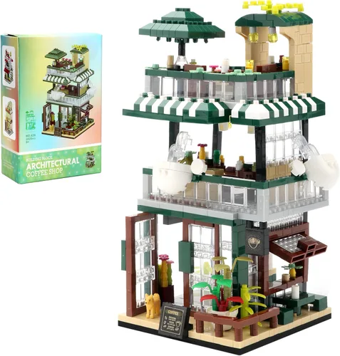 Street View - Mini bloques de construcción, cafetería, tienda, kit de construcción, construcción de simulación, regalo creativo educativo para