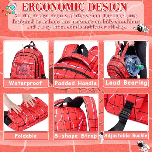 Miniatura 5 de FunnyGifts Mochilas para niños y niñas, mochila escolar para escuela primaria y preescolar para niños de 4, 5, 6, 7, 8, 9, 10, 11, 12