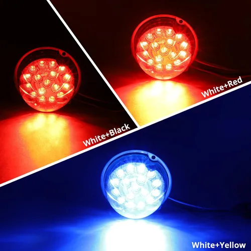 Miniatura 3 de Partsam 1 luz de sandía de doble revolución con 17 LED para semircamión, luces señales de giro rojas a luces auxiliares azules, repuesto