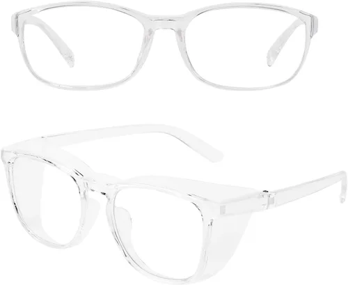 Miniatura 10 de willochra Paquete de 2 gafas de seguridad antivaho con protección lateral, bloqueo de luz azul, cómodas gafas de laboratorio transparentes