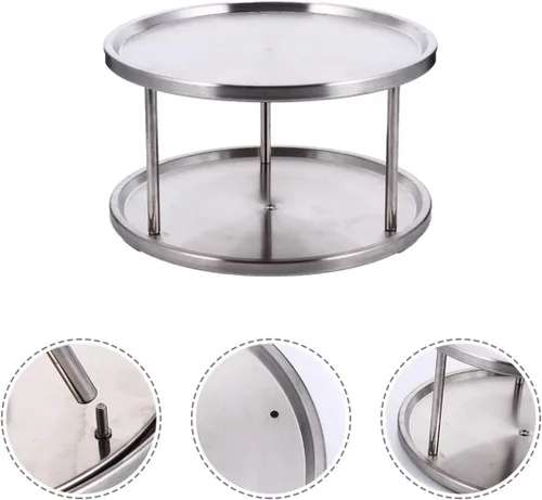 Miniatura 4 de YARNOW Organizador de especias para gabinete, 2 niveles, estante de especias de acero inoxidable para mesa de comedor, encimeras de cocina