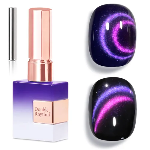 Miniatura 39 de Double Rhythm Esmalte de gel Jelly Glass de ojo de gato con imán, 0.5 onzas líquidas, brillo holográfico, brillante, translúcido