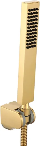 Miniatura 8 de Asyas Cabezal de ducha de mano de níquel cepillado de latón macizo con conector de pared ajustable, soporte de ducha y manguera, cuadrado de alta