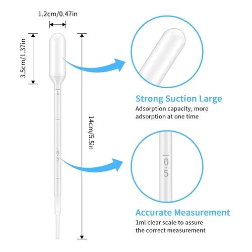 Miniatura 2 de G2PLUS Gotero de plástico – 25 piezas Pipetas de transferencia desechables, gotero graduado de 1ml para aceites esenciales, uso en laboratorio