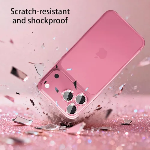 Miniatura 3 de Compatible con iPhone 12 Pro Max, protector de lente de cámara rosa, Apple iPhone 12 Pro Max, protector de lente con purpurina, accesorios