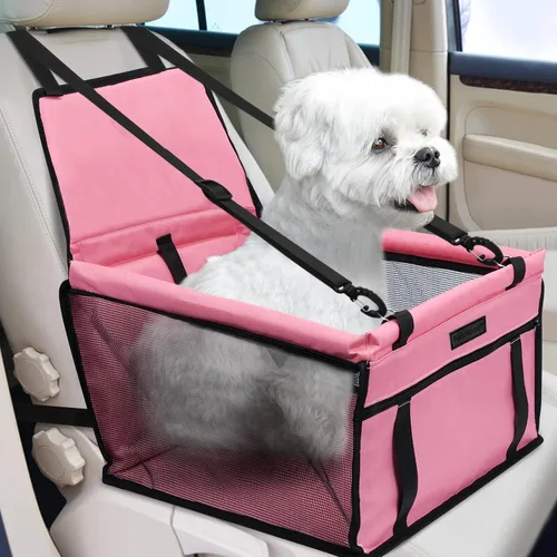 Miniatura 19 de Asiento de coche para perro plegable, asiento elevador de coche para perros impermeable transpirable Oxford, bolsa de viaje para perros pequeños a