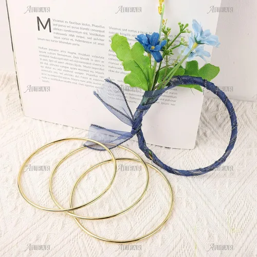 Miniatura 4 de AUEAR, Paquete de 10 anillos de metal dorado de 4 pulgadas para atrapasueños de macramé para decoración de mesa