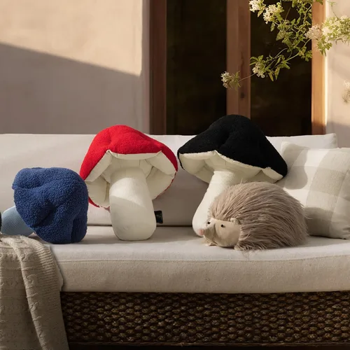 Miniatura 6 de Phantoscope Almohada Decorativa en Forma de Hongo, Almohadas Decorativas de Vellón Teddy Suave en Forma de Hongo, Lindo Cojín en Forma 3D para Sofá