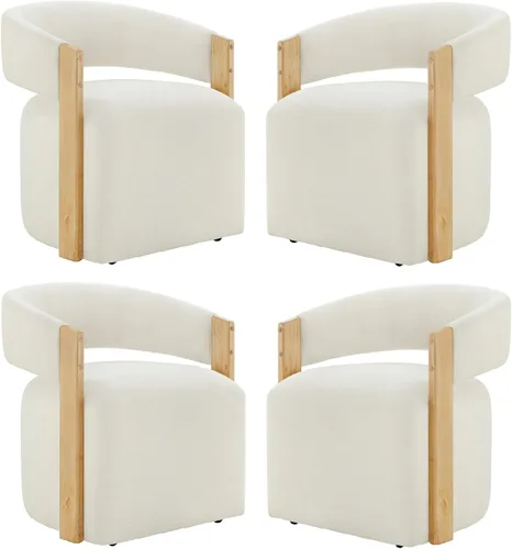 Miniatura 19 de KISLOT Juego de 1 sillas de comedor tapizadas, modernas sillas de comedor con ruedas ocultas, sillas de cocina con brazo con tela de aspecto